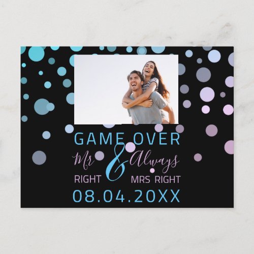 Game Over Funny Save The Date Wedding White Photo Postcard