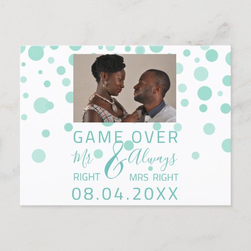 Game Over Funny Save The Date Wedding White Photo Postcard