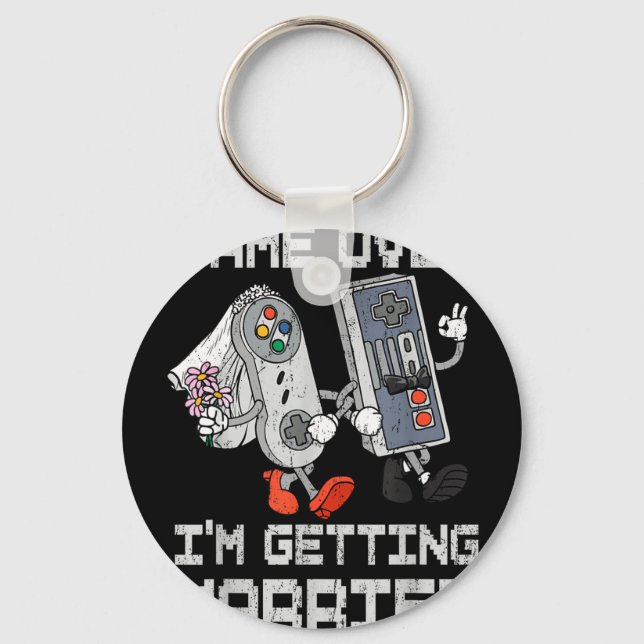 Game over getting married gamer bachelor party keychain (Front)