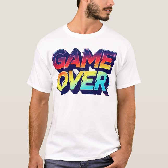 Game Over Glitch Neon T-Shirt Design (Front)