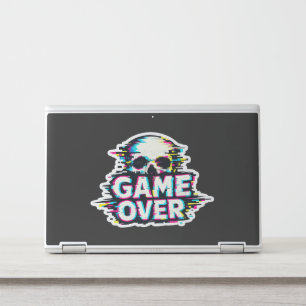 Game Over Glitch Skull - Cyberpunk Retro Gaming T- HP Laptop Skin