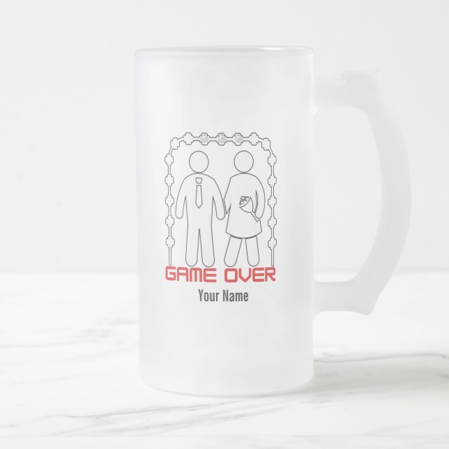 Game over - GO01A 🎮💍   Frosted Glass Beer Mug (Right)
