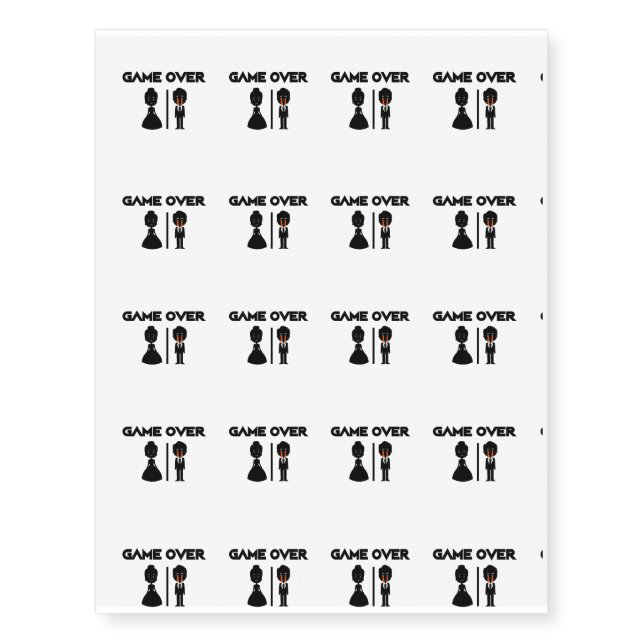 Game Over Groomsmen - Groom Funny Temporary Tattoos (Front)