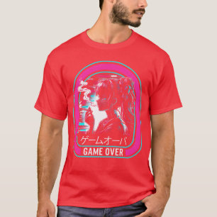 Game Over Japanese Anime Vaporwave Sad Girl Anime T-Shirt