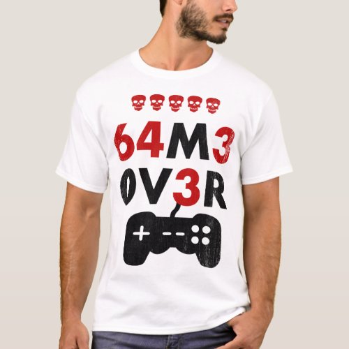 Game Over leet code style _ 64m3 0v3r _ Red and bl T_Shirt