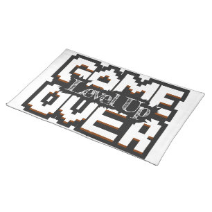 Game Over, Level Up: Pixelated Retro Game World Cloth Placemat