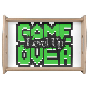 Game Over, Level Up: Pixelated Retro Game World Serving Tray