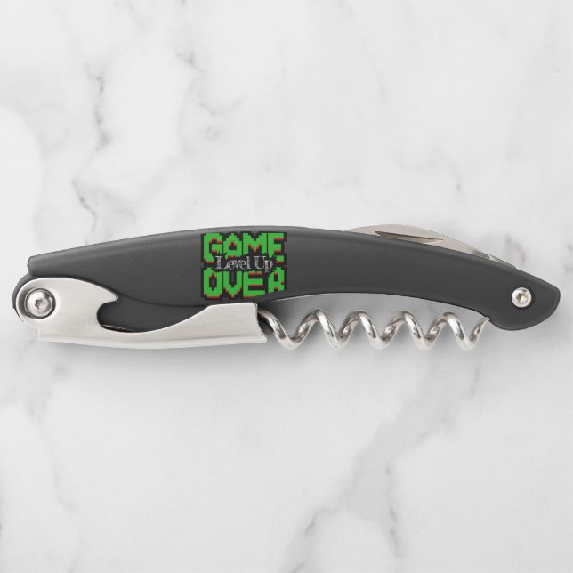 Game Over, Level Up: Pixelated Retro Game World Waiter's Corkscrew (Front)