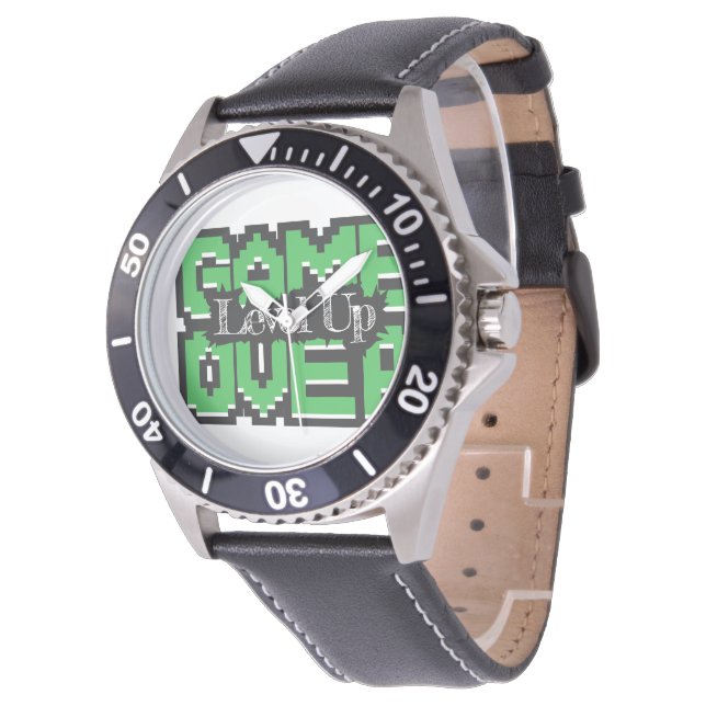 Game Over, Level Up: Pixelated Retro Game World Watch (Angled)