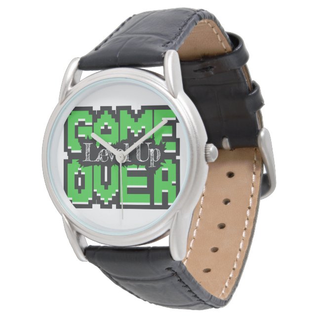 Game Over, Level Up: Pixelated Retro Game World Watch (Angled)