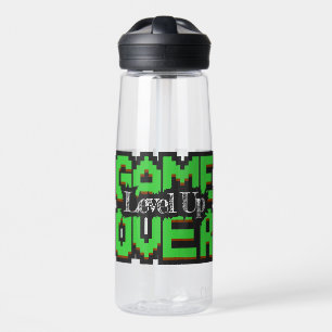 Game Over, Level Up: Pixelated Retro Game World Water Bottle