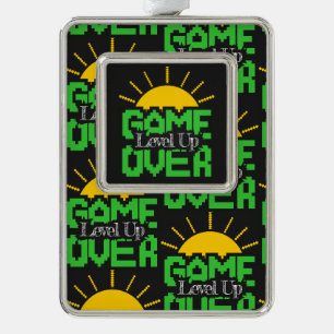 Game Over, Level Up: Retro Pixel Block Adventure Christmas Ornament