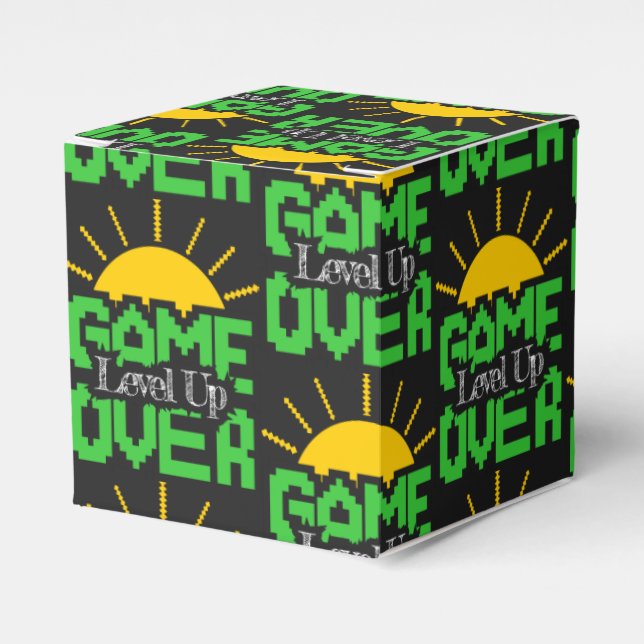 Game Over, Level Up: Retro Pixel Block Adventure Favor Boxes (Front Side)