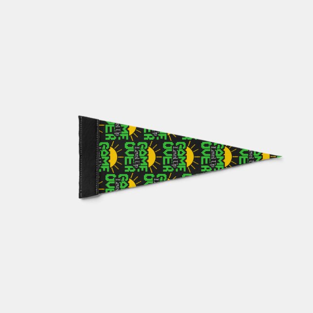 Game Over, Level Up: Retro Pixel Block Adventure Pennant Flag (Front)