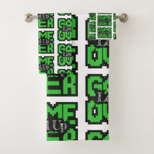 Game Over, Level Up: Retro Pixel Sandbox Adventure Bath Towel Set