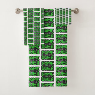 Game Over, Level Up: Retro Pixel Sandbox Adventure Bath Towel Set