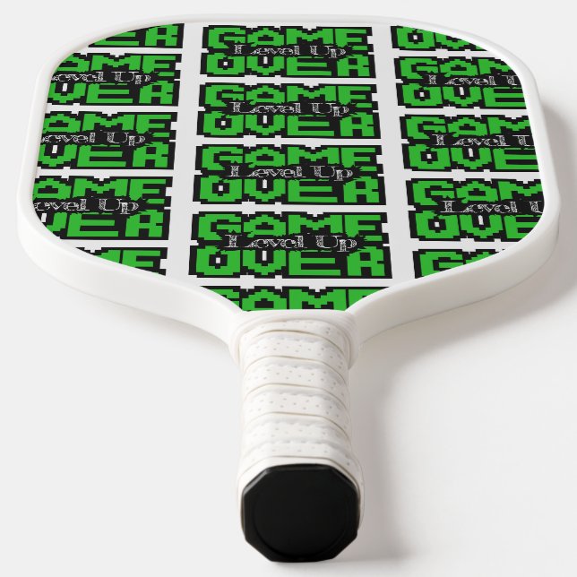 Game Over, Level Up: Retro Pixel Sandbox Adventure Carbon Fiber Pickleball Paddle (Laydown)