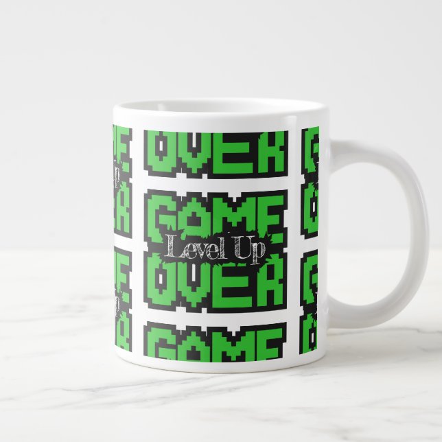 Game Over, Level Up: Retro Pixel Sandbox Adventure Giant Coffee Mug (Right)