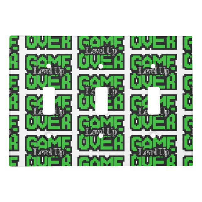 Game Over, Level Up: Retro Pixel Sandbox Adventure Light Switch Cover (Front)