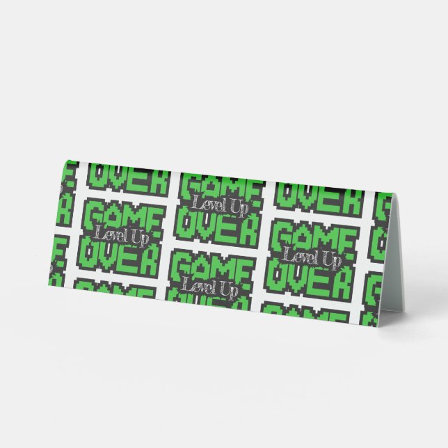 Game Over, Level Up: Retro Pixel Sandbox Adventure Table Tent (Front)