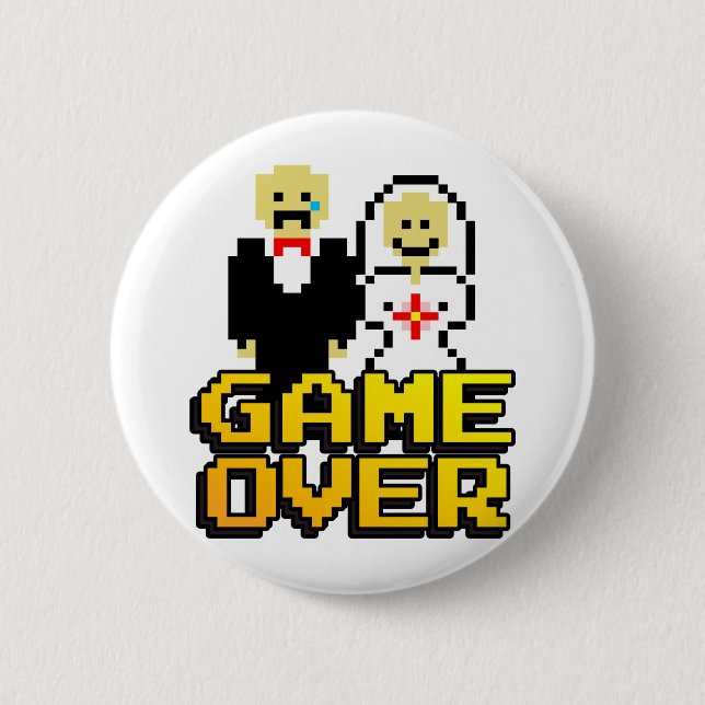 Game over marriage (8-bit) pinback button (Front)