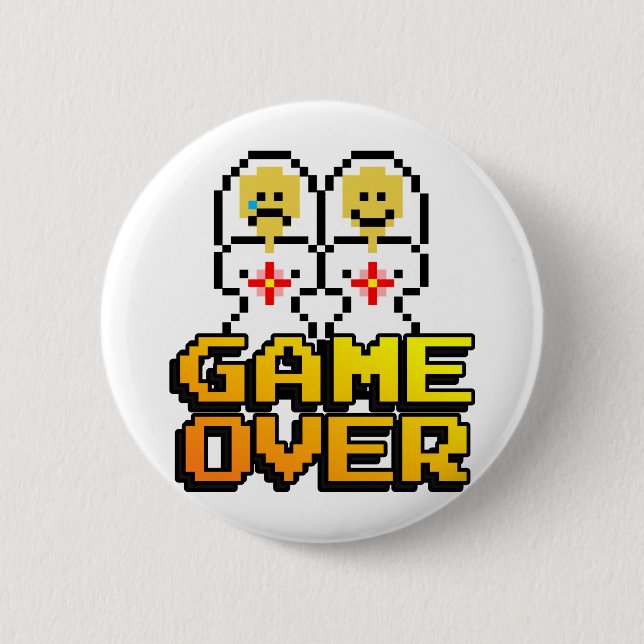 Game Over Marriage (Lesbian, 8-bit) Button (Front)