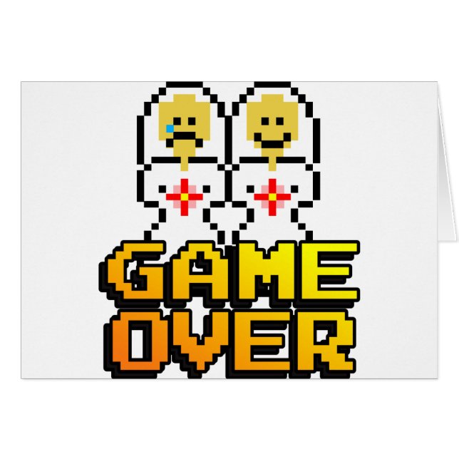 Game Over Marriage (Lesbian, 8-bit) Cards (Front Horizontal)