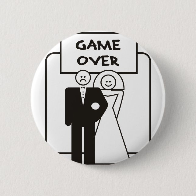 Game Over Marriage Pinback Button (Front)