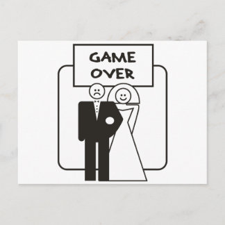 Game Over Marriage Postcard