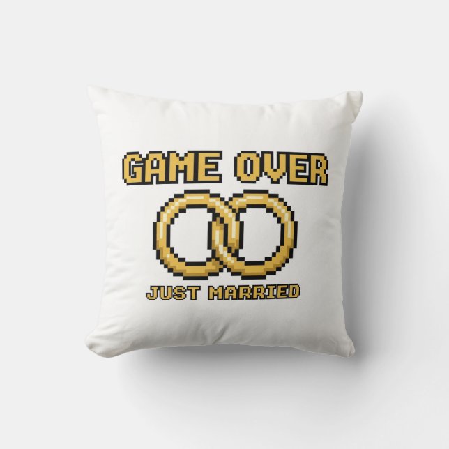 Game Over Married Funny Throw Pillow (Front)