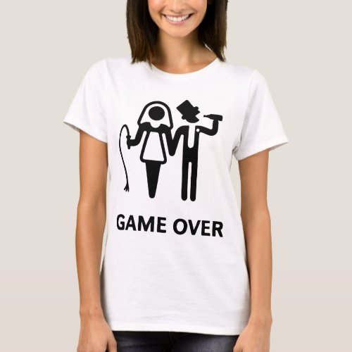 GAME OVER MENS GROOM BRIDE WEDDING GIFT PRESENT BO T_Shirt