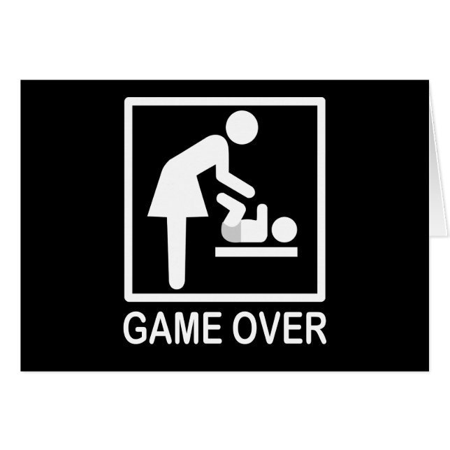 Game Over Mom Funny Black and White Pictogram (Front Horizontal)