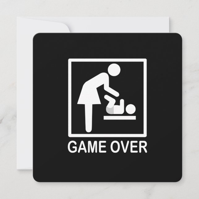 Game Over Mom Funny Black and White Pictogram (Front)