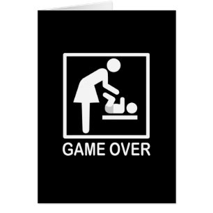 Game Over Mom Funny Black and White Pictogram Cards