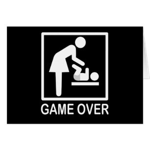 Game Over Mom Funny Black and White Pictogram Cards