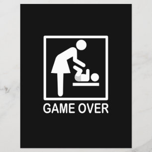 Game Over Mom Funny Black and White Pictogram Flyer