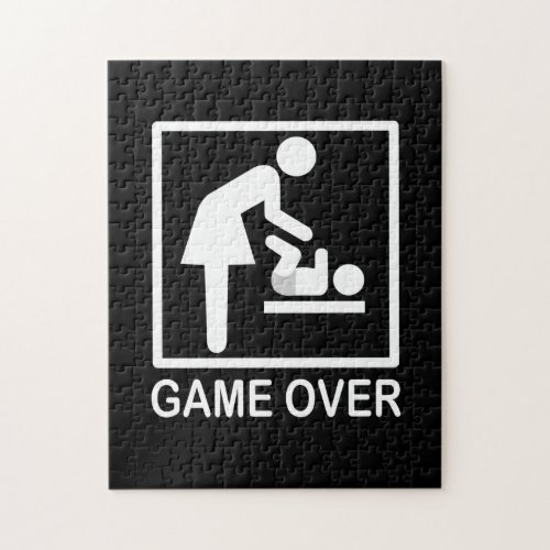 Game Over Mom Funny Black and White Pictogram Jigsaw Puzzle