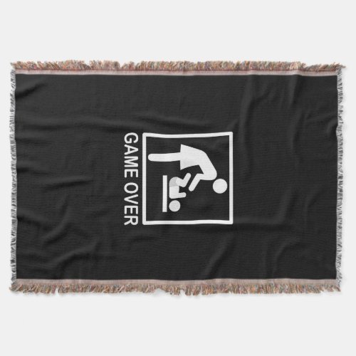 Game Over Mom Funny Black and White Pictogram Throw Blanket