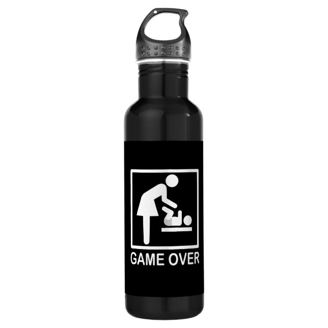 Game Over Mom Funny Pictogram Water Bottle (Front)