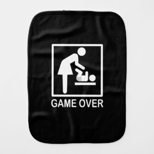 Game Over Mom Funny Signage Pictogram Baby Burp Cloth