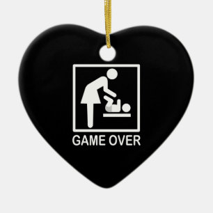 Game Over Mom Funny Signage Pictogram Ceramic Ornament