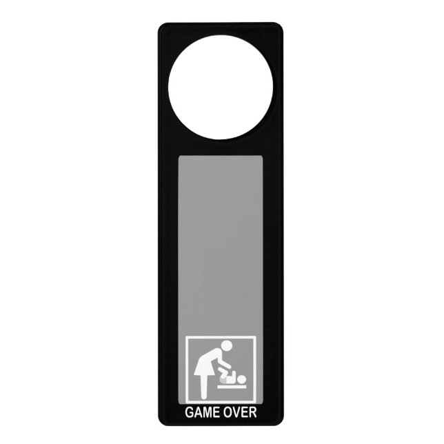 Game Over Mom Funny Signage Pictogram Door Hanger (Front)