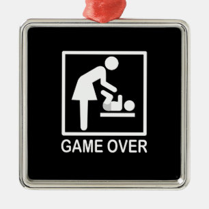 Game Over Mom Funny Signage Pictogram Metal Ornament
