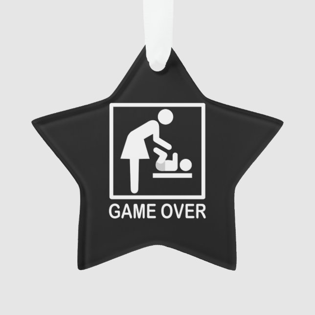 Game Over Mom Funny Signage Pictogram Ornament (Front)