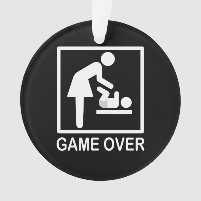 Game Over Mom Funny Signage Pictogram Ornament (Front)