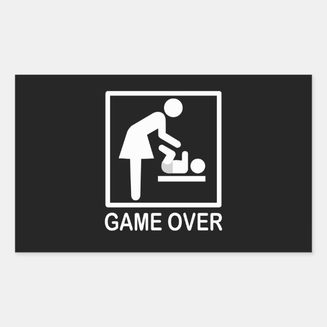 Game Over Mom Funny Signage Pictogram Rectangular Sticker (Front)