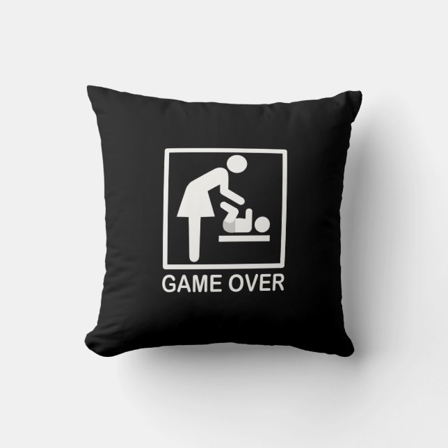 Game Over Mom Funny Signage Pictogram Throw Pillow (Front)