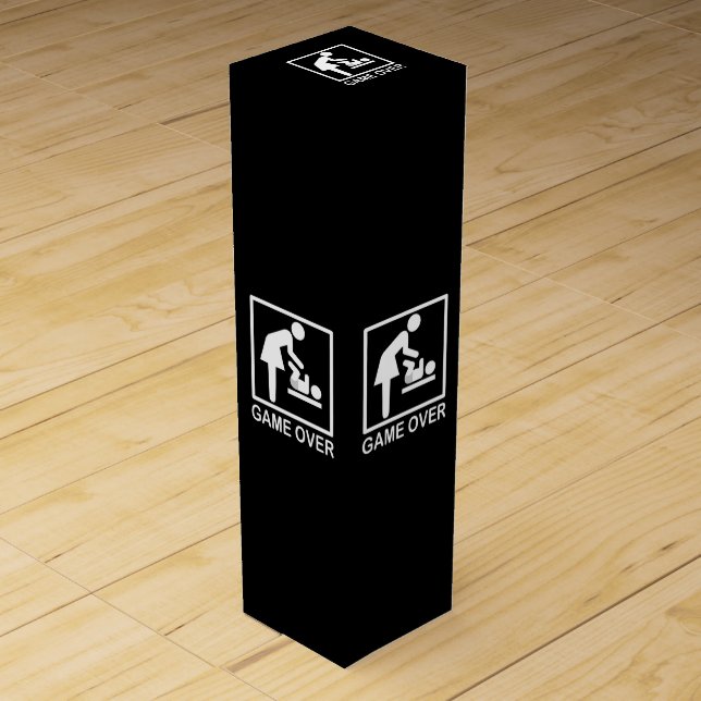 Game Over Mom Funny Signage Pictogram Wine Gift Box (Front)