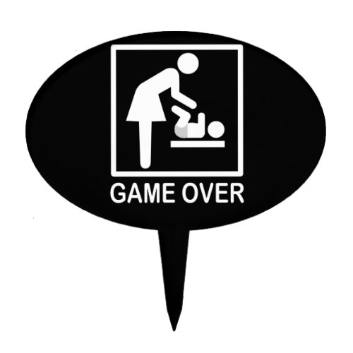Game Over Mom Humorous Pictogram Cake Topper