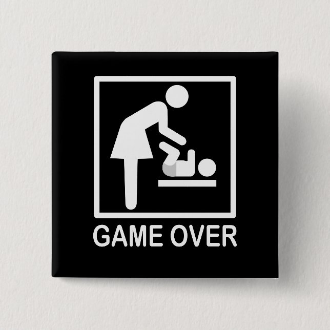 Game Over Mom Humorous Pictogram Pinback Button (Front)
